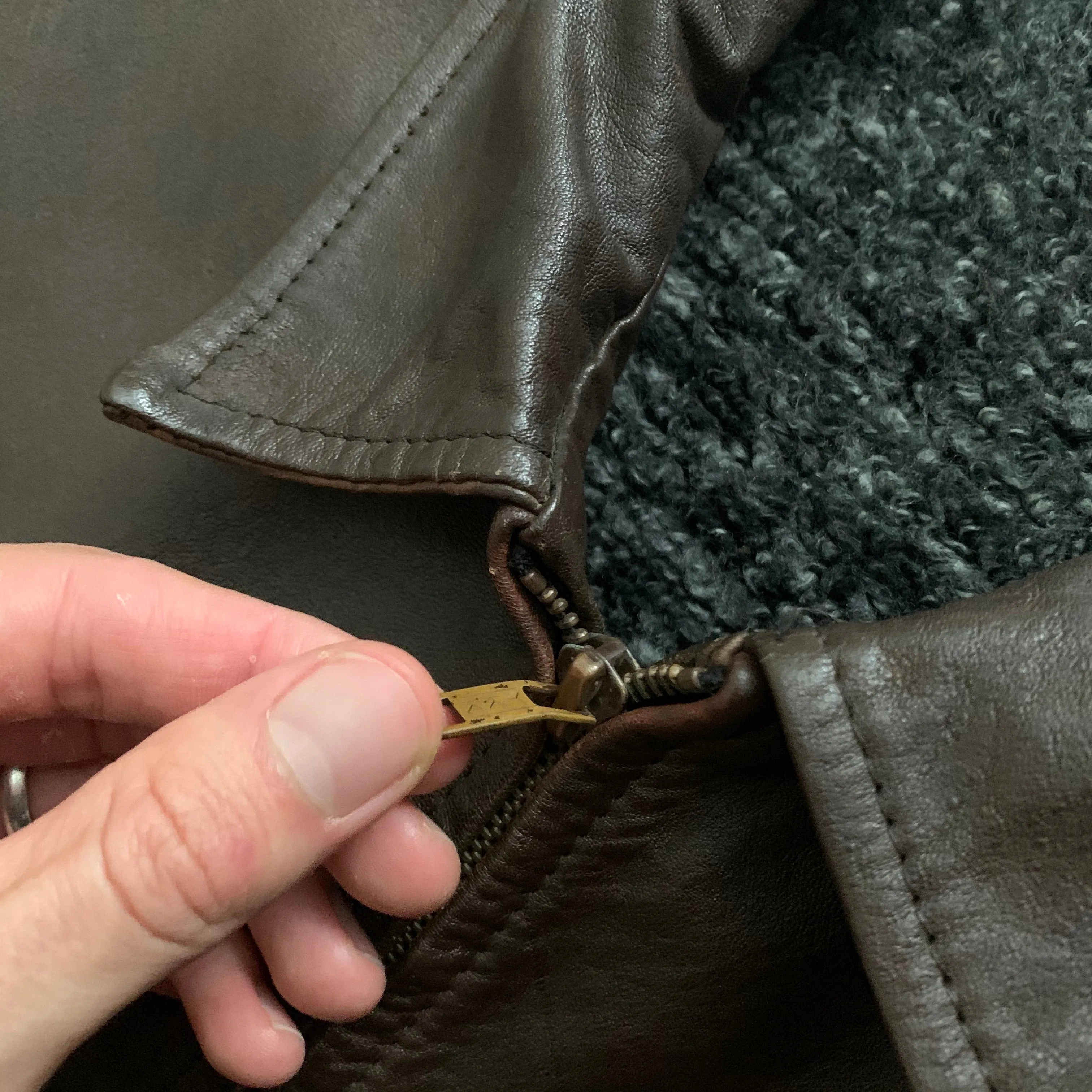 1980s CDGH Brown Paneled Leather Work Jacket - Size OS