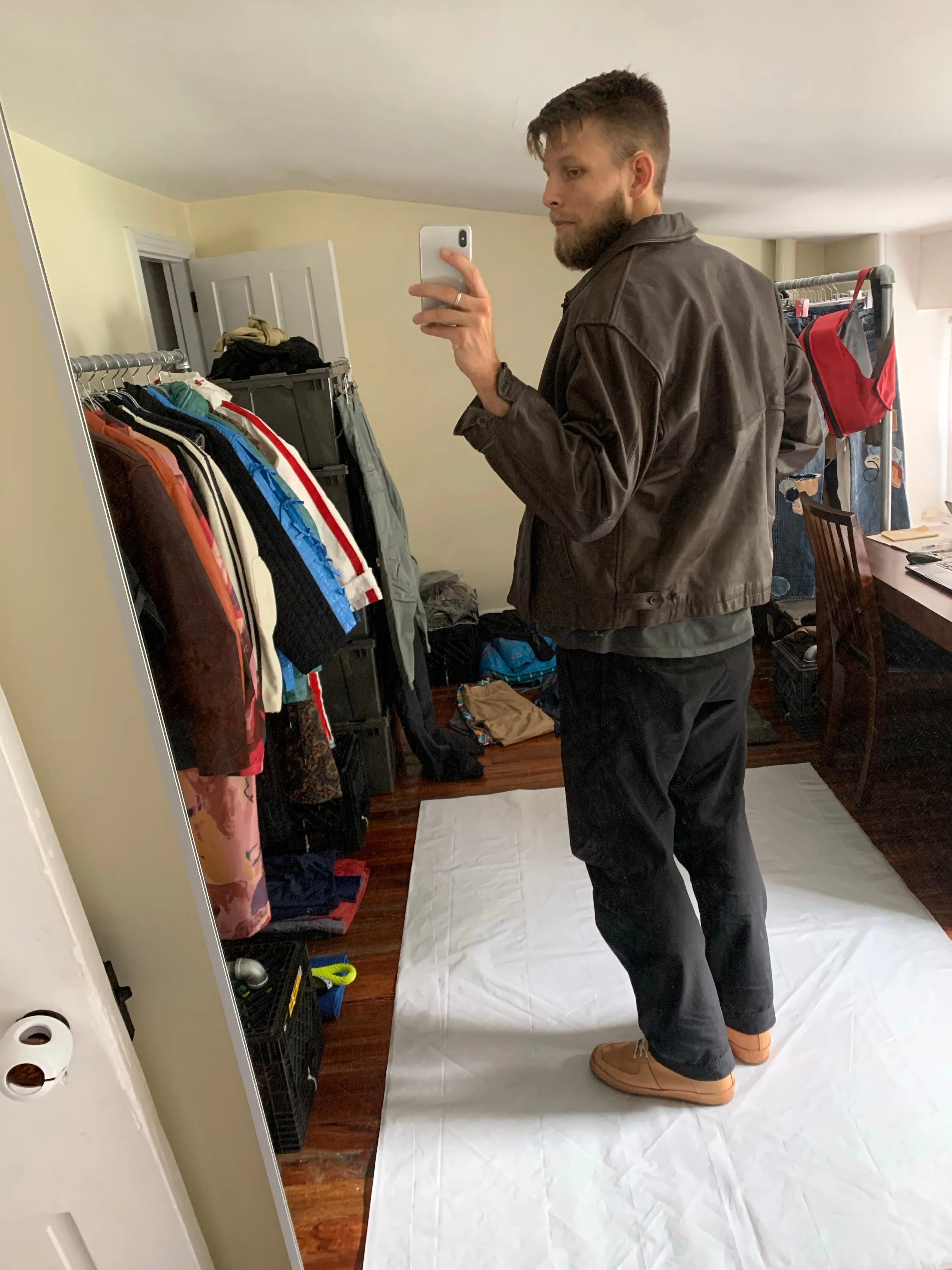 1980s CDGH Brown Paneled Leather Work Jacket - Size OS