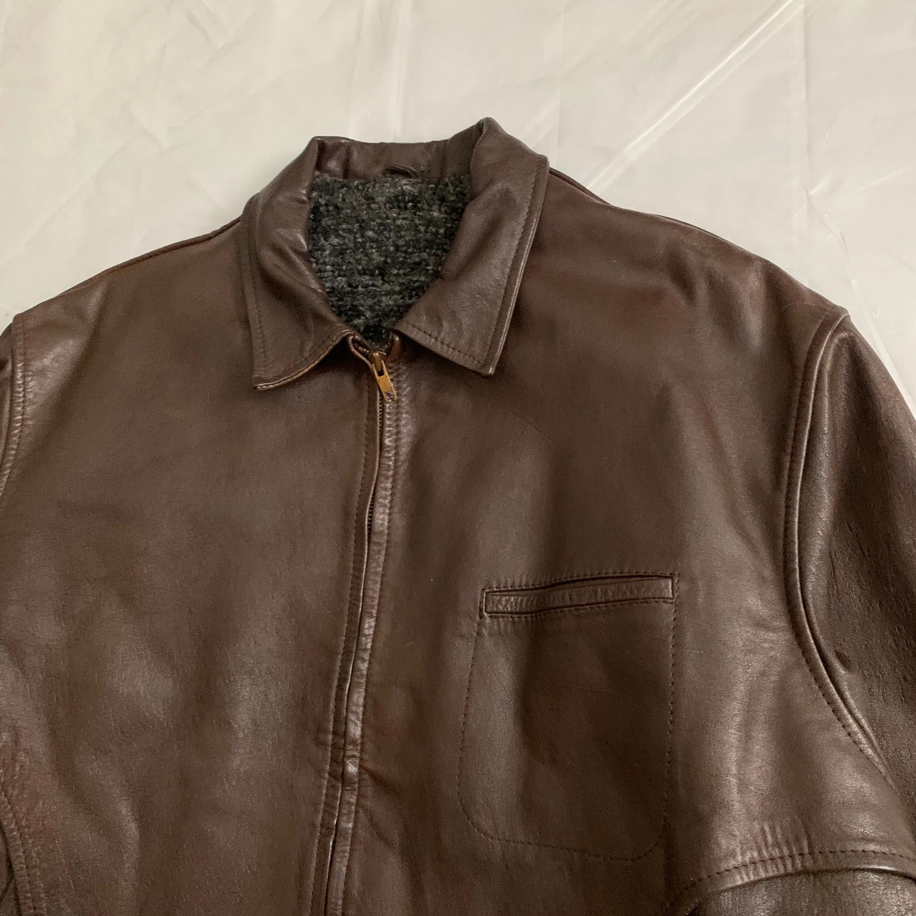 1980s CDGH Brown Paneled Leather Work Jacket - Size OS