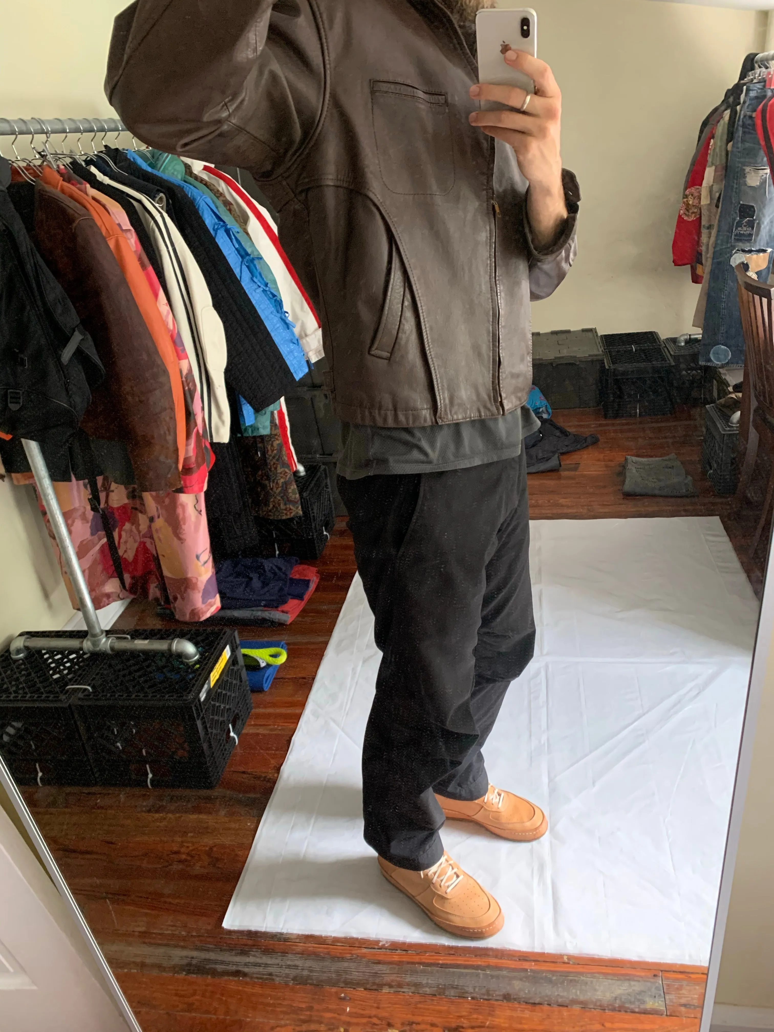 1980s CDGH Brown Paneled Leather Work Jacket - Size OS