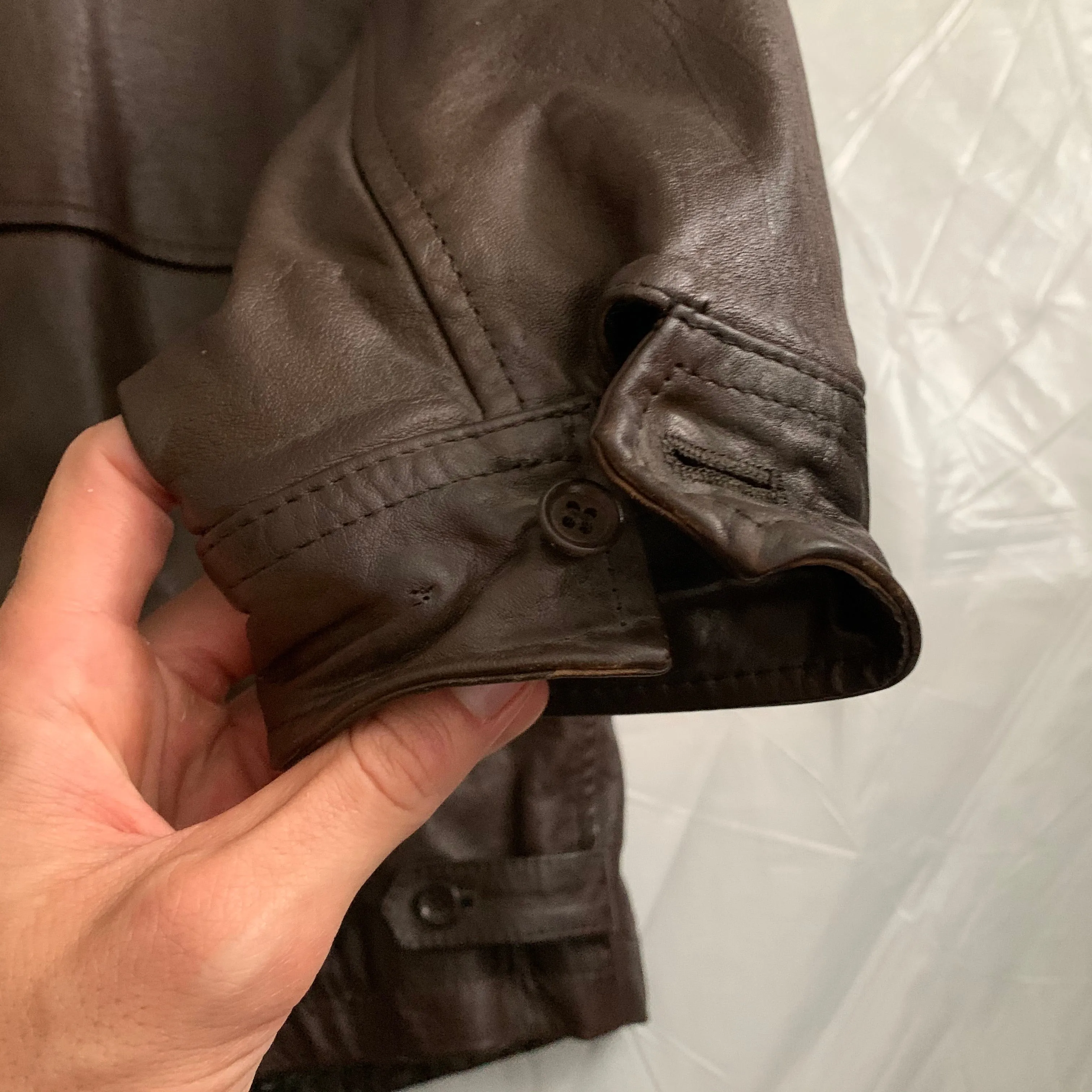 1980s CDGH Brown Paneled Leather Work Jacket - Size OS