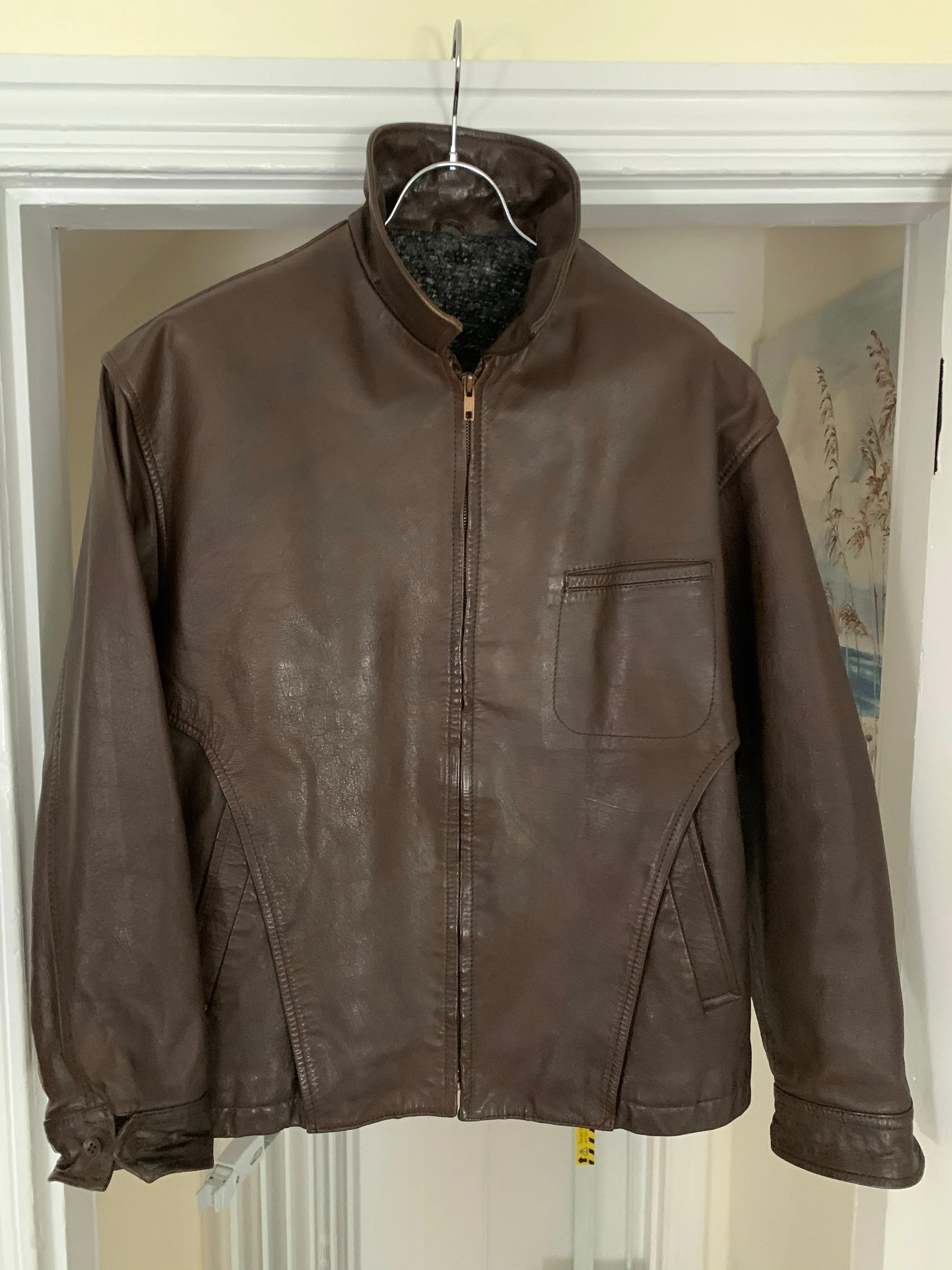 1980s CDGH Brown Paneled Leather Work Jacket - Size OS
