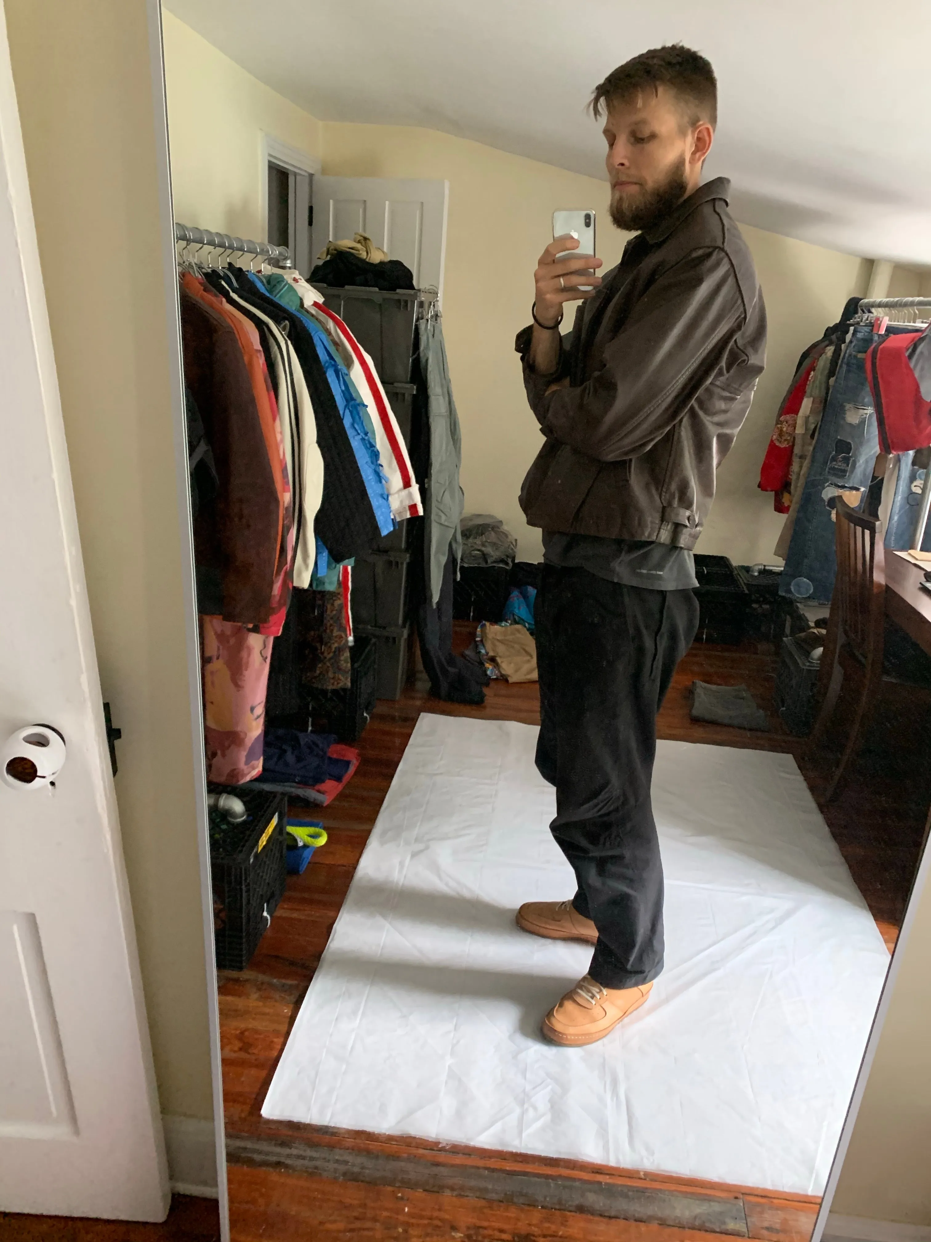 1980s CDGH Brown Paneled Leather Work Jacket - Size OS