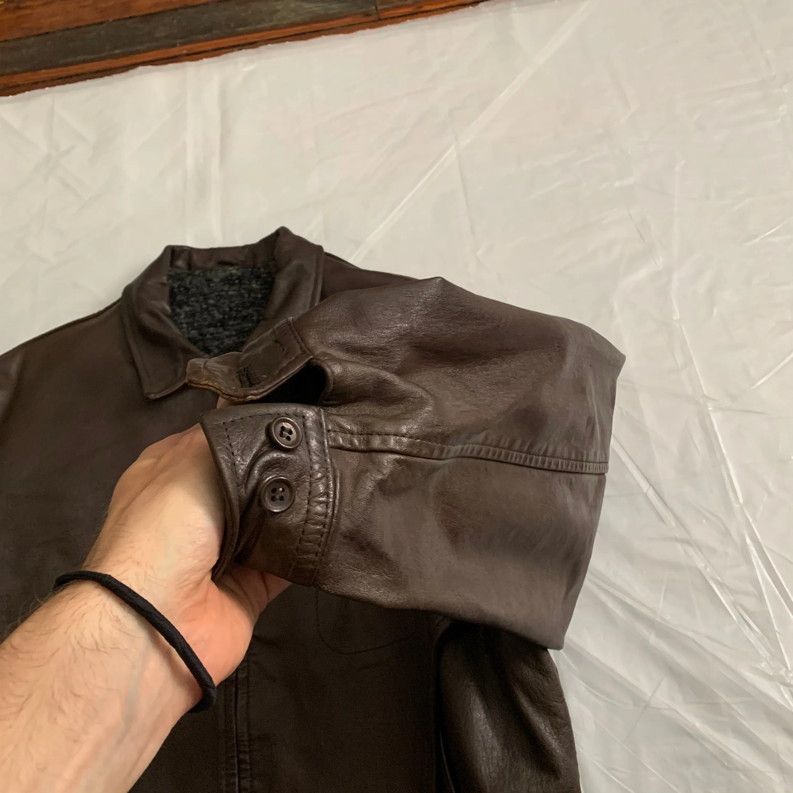 1980s CDGH Brown Paneled Leather Work Jacket - Size OS
