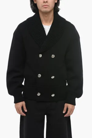 Alexander McQueen Double-breasted Neoprene Cardigan with Back Embroidery