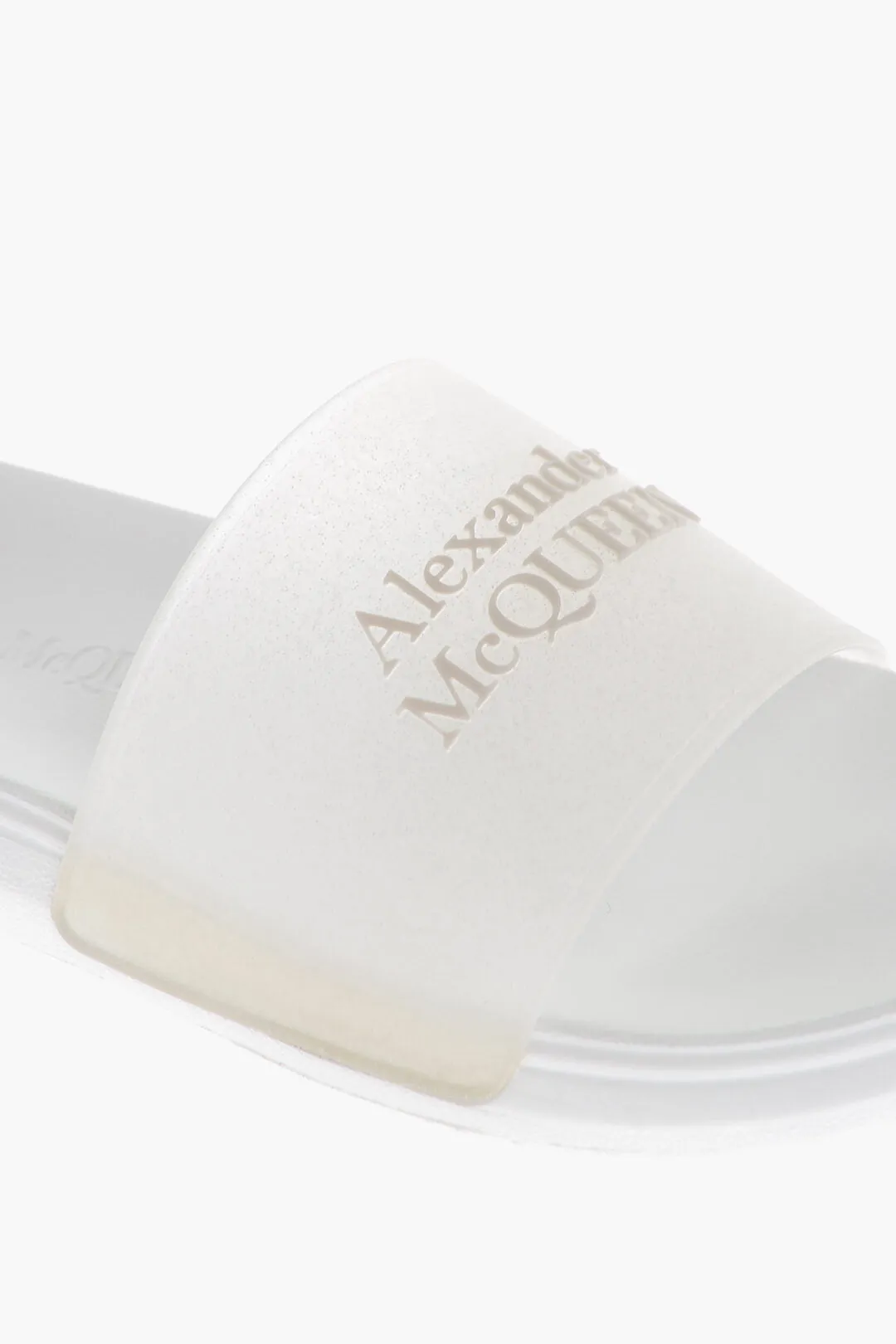 Alexander McQueen Rubber GLITTER TRANSPARENT Sliders with Embossed Logo