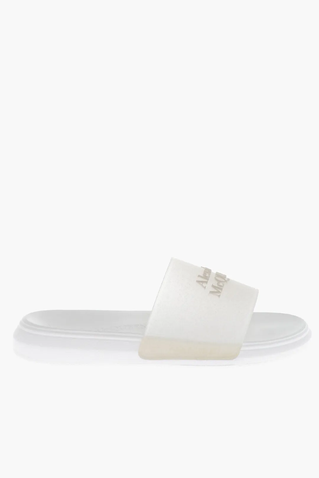 Alexander McQueen Rubber GLITTER TRANSPARENT Sliders with Embossed Logo