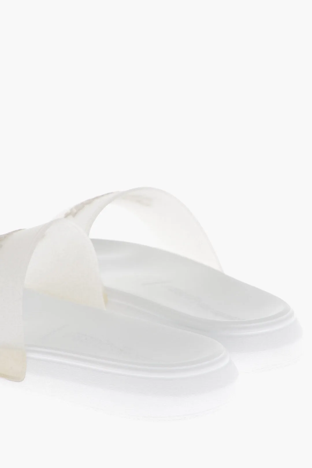 Alexander McQueen Rubber GLITTER TRANSPARENT Sliders with Embossed Logo