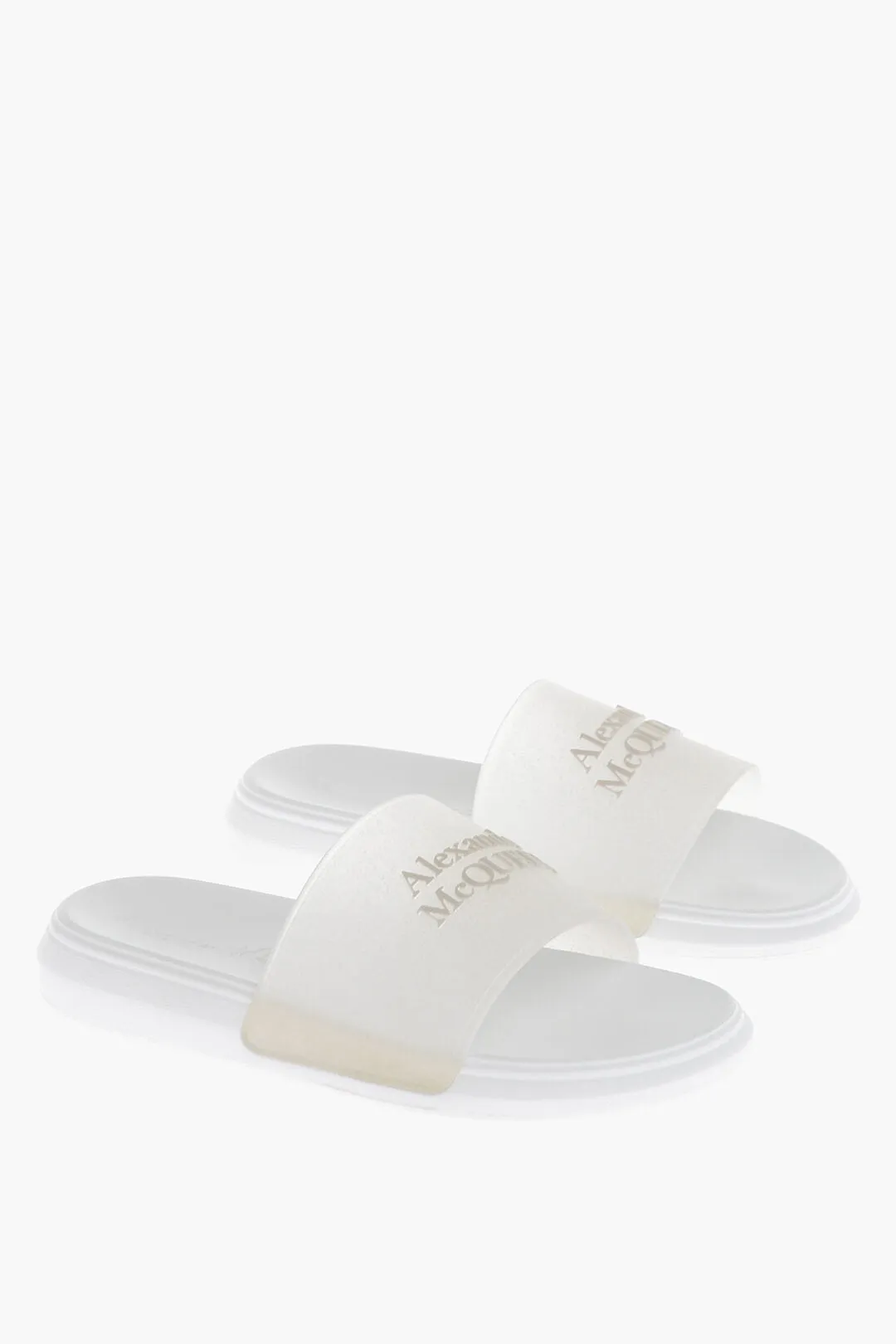 Alexander McQueen Rubber GLITTER TRANSPARENT Sliders with Embossed Logo