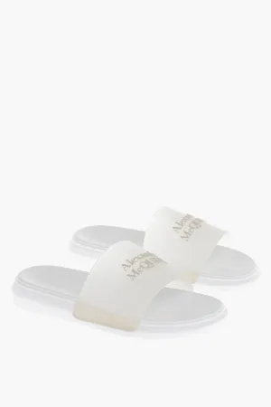 Alexander McQueen Rubber GLITTER TRANSPARENT Sliders with Embossed Logo