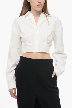 Ami Alexandre Mattiussi Cropped Cut-Out Shirt with Pleated Detail