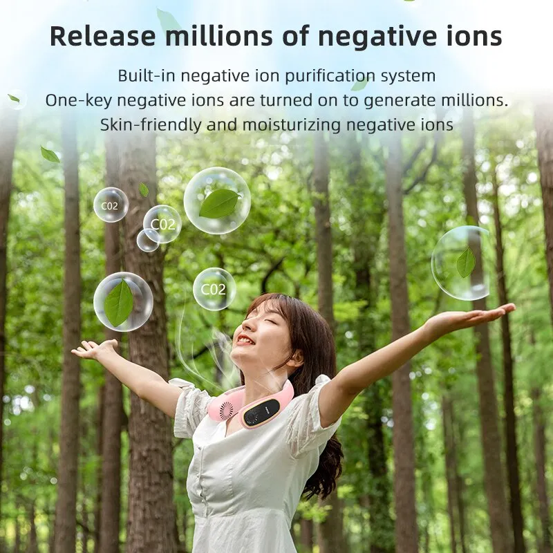 Bladeless Neck Hanging Fan | USB Charging | Multi Range Wind Speed Adjustable | Portable Outdoor Small Fan