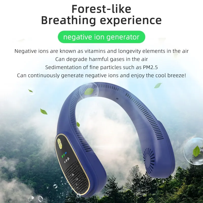 Bladeless Neck Hanging Fan | USB Charging | Multi Range Wind Speed Adjustable | Portable Outdoor Small Fan