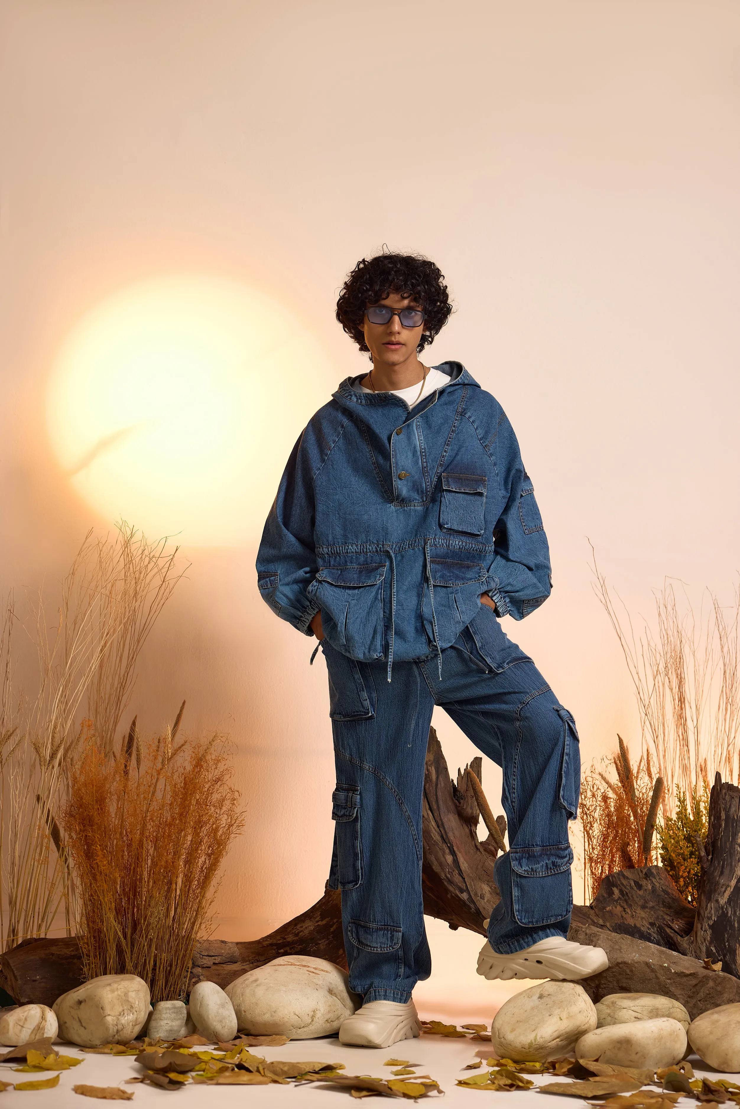 Drifter Denim Oversized Hoodie & Jeans Set-Men