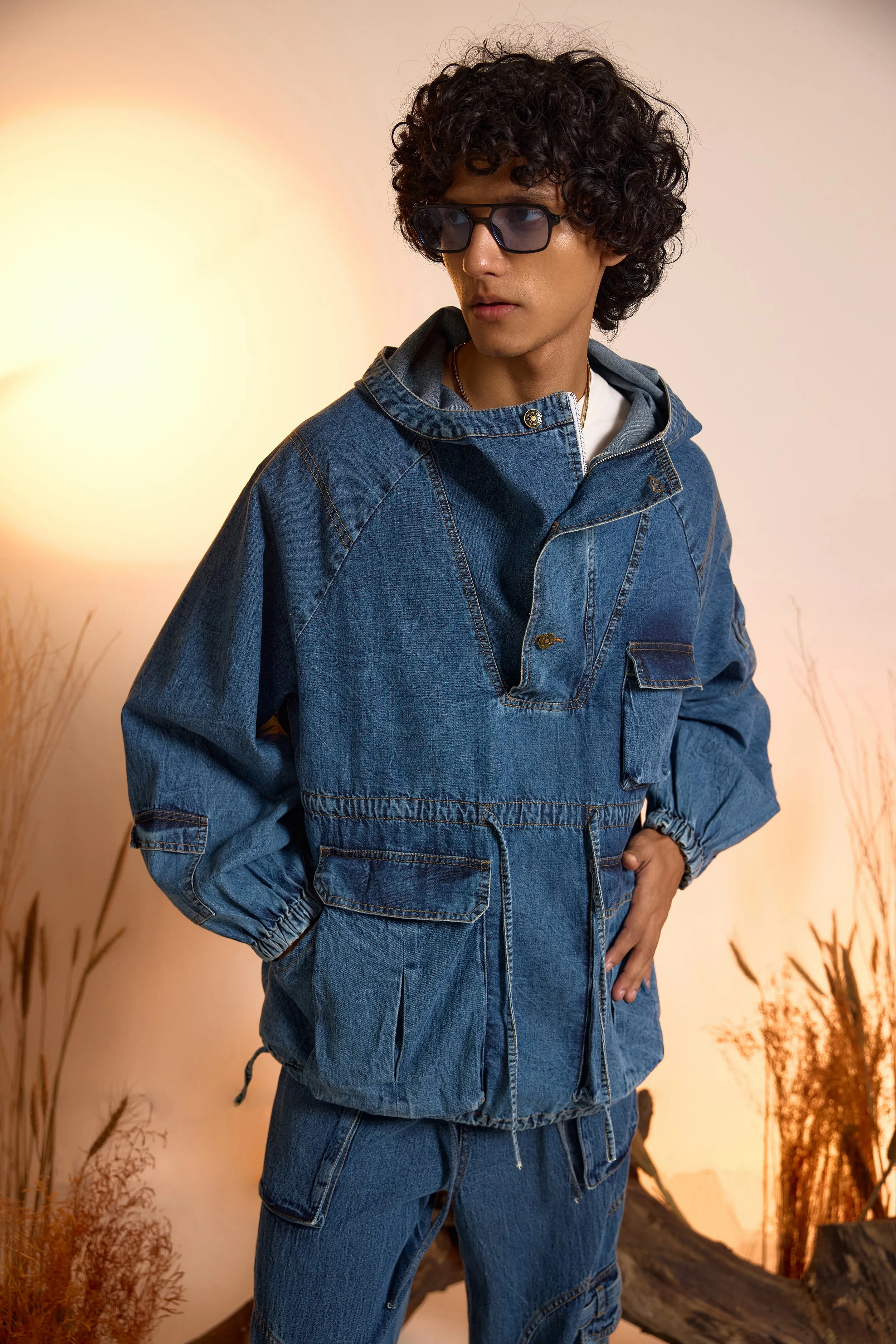 Drifter Denim Oversized Hoodie & Jeans Set-Men