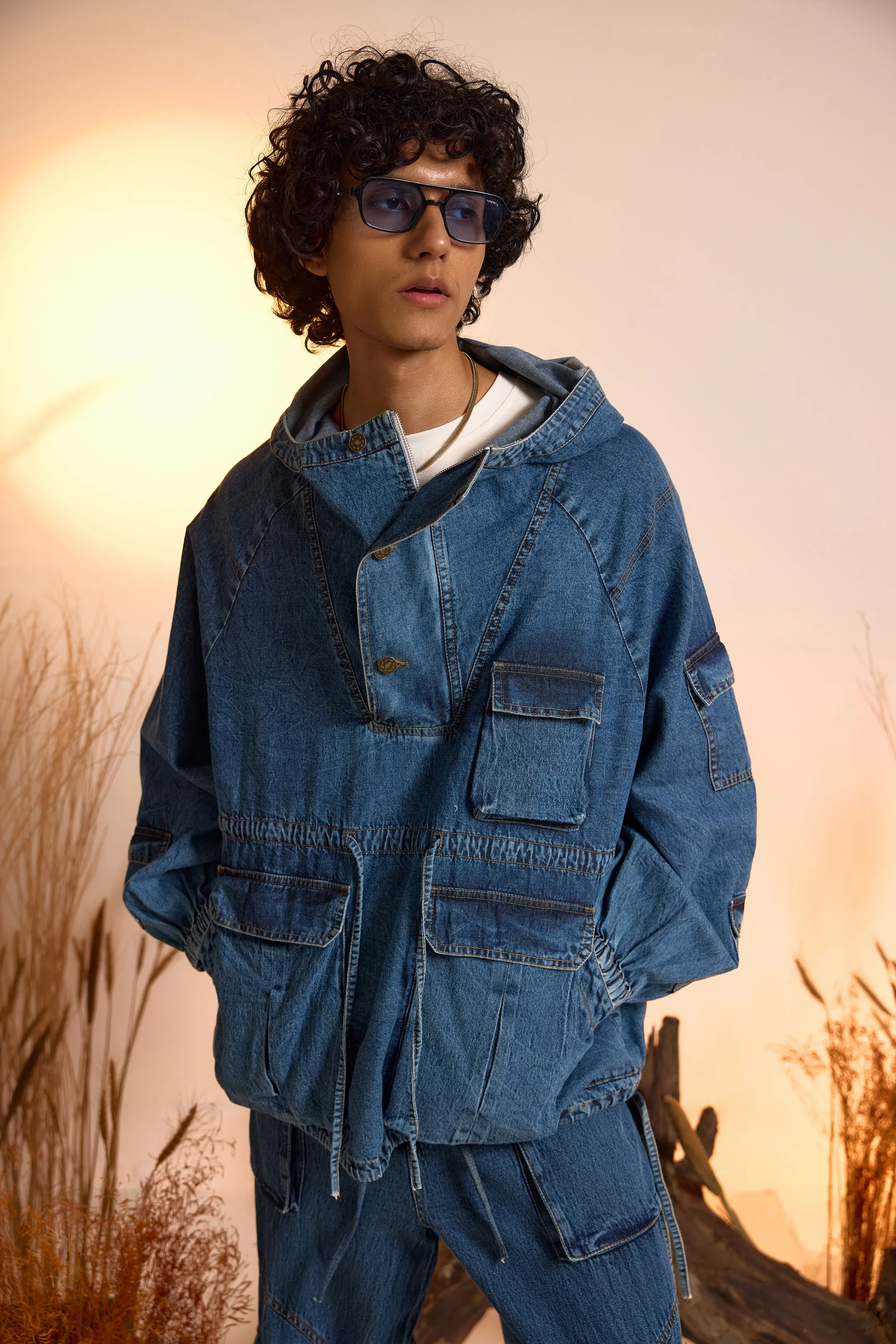 Drifter Denim Oversized Hoodie & Jeans Set-Men