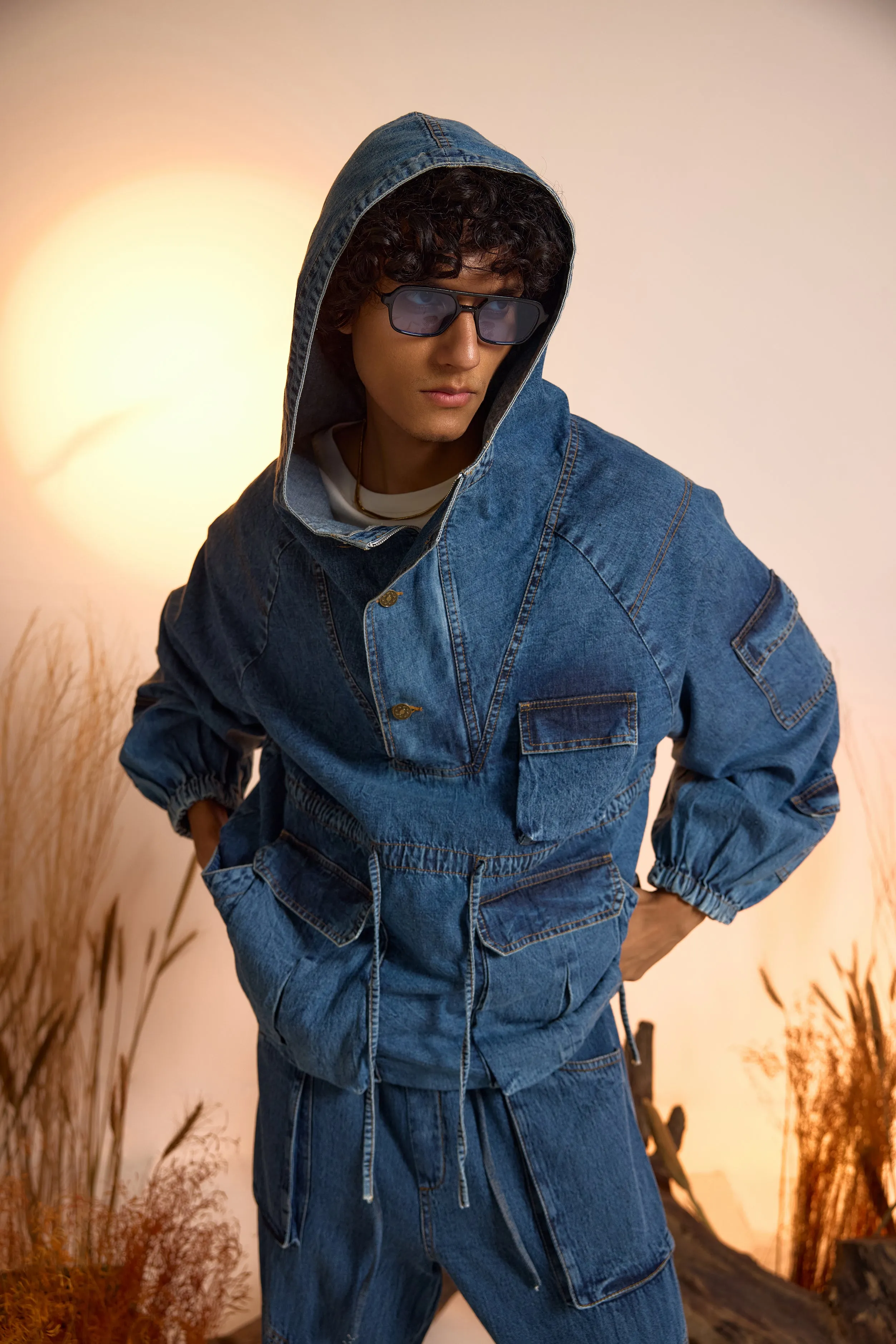 Drifter Denim Oversized Hoodie & Jeans Set-Men