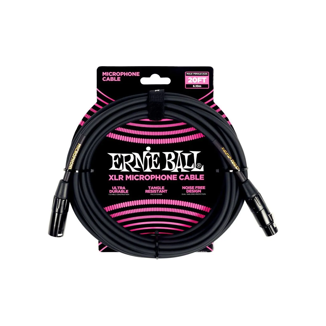 Ernie Ball 20ft XLR Microphone Cable in Black
