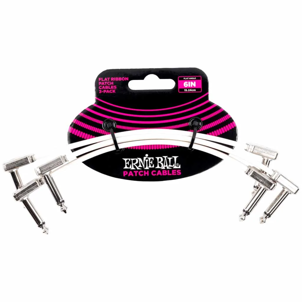 Ernie Ball Flat Ribbon 6 Inch Patch Cable 3 Pack