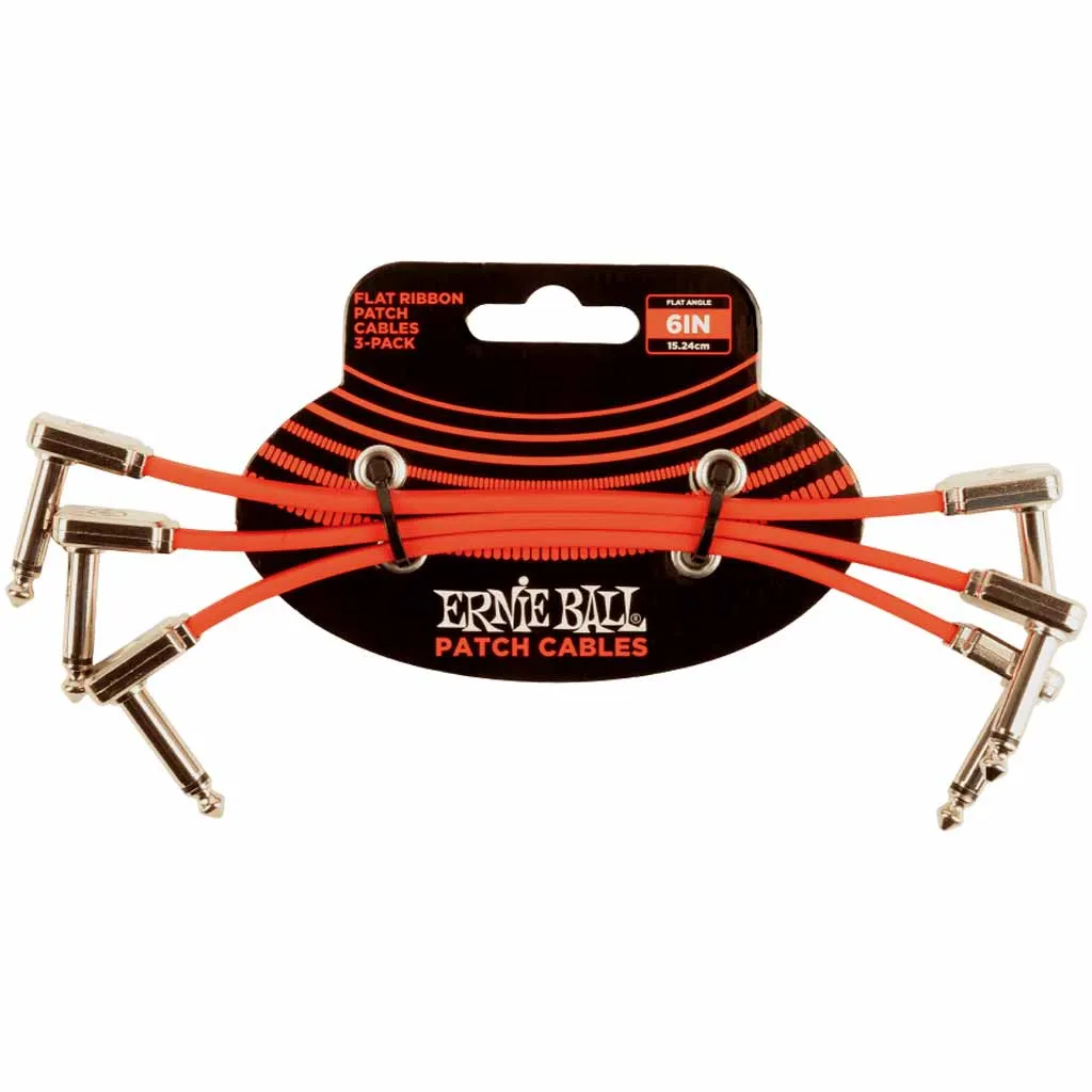 Ernie Ball Flat Ribbon 6 Inch Patch Cable 3 Pack
