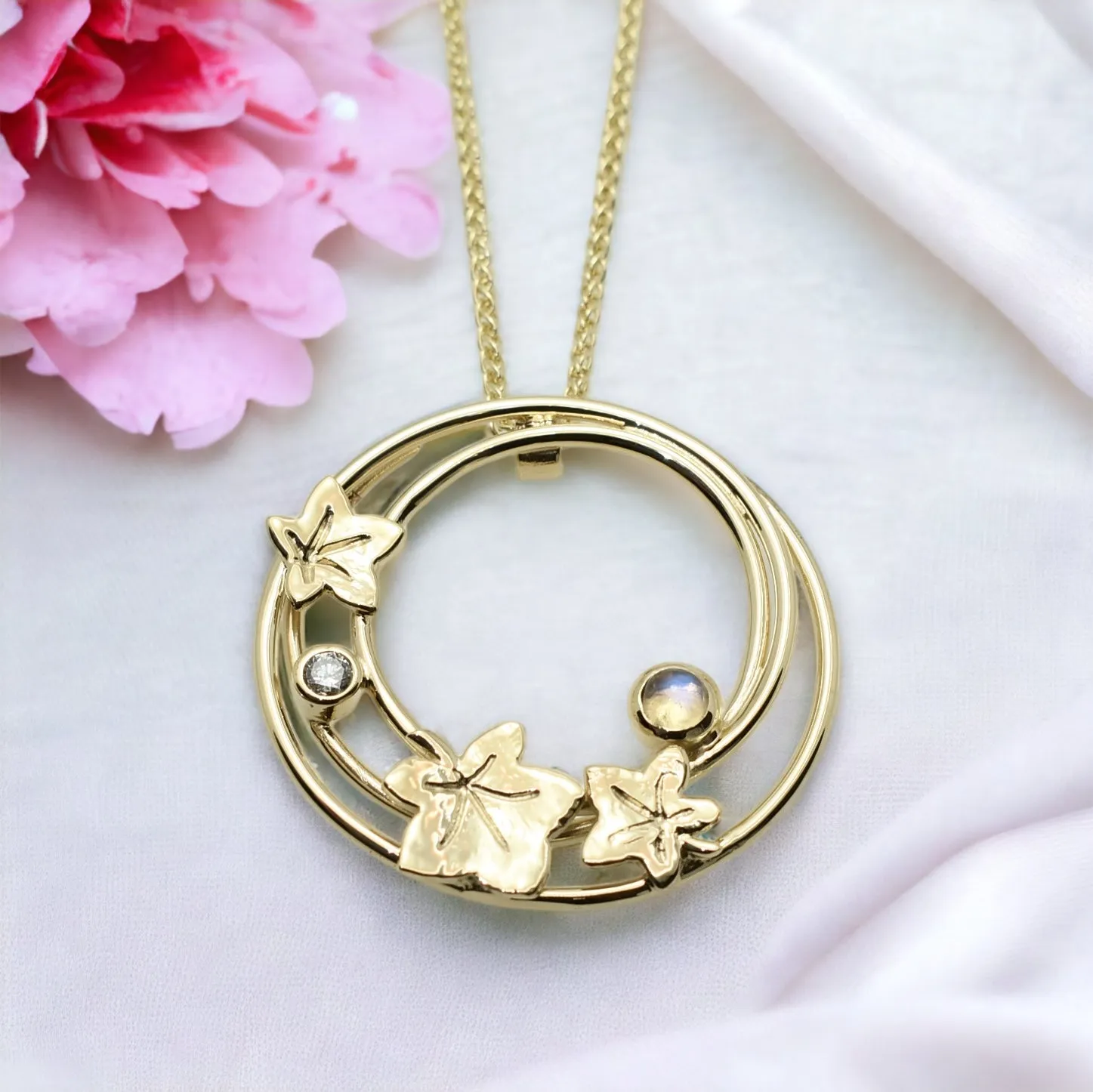 Gold Diamond & Moonstone Winter Frost Medium Necklet