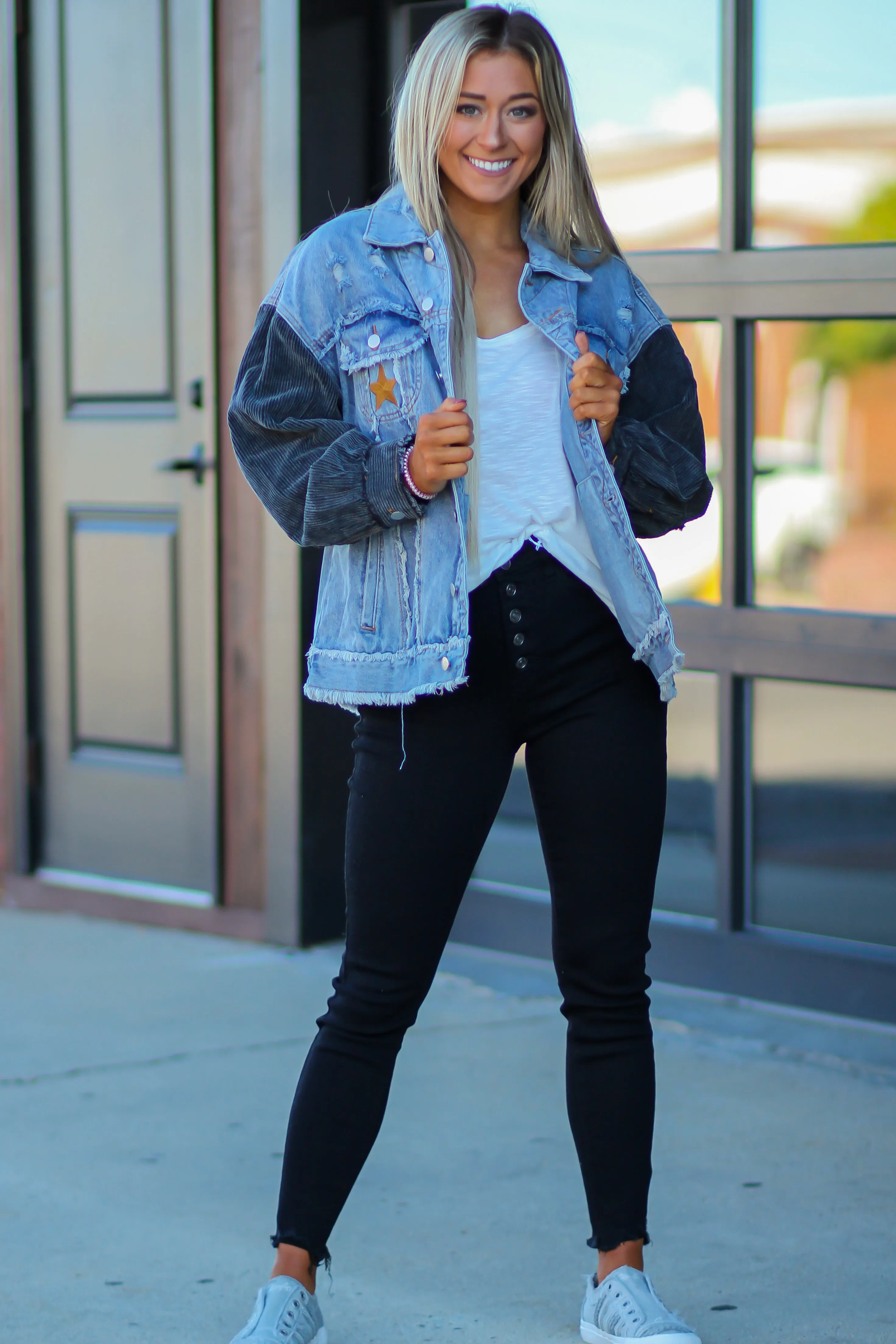 Gold Star Patch Vintage Denim Jacket