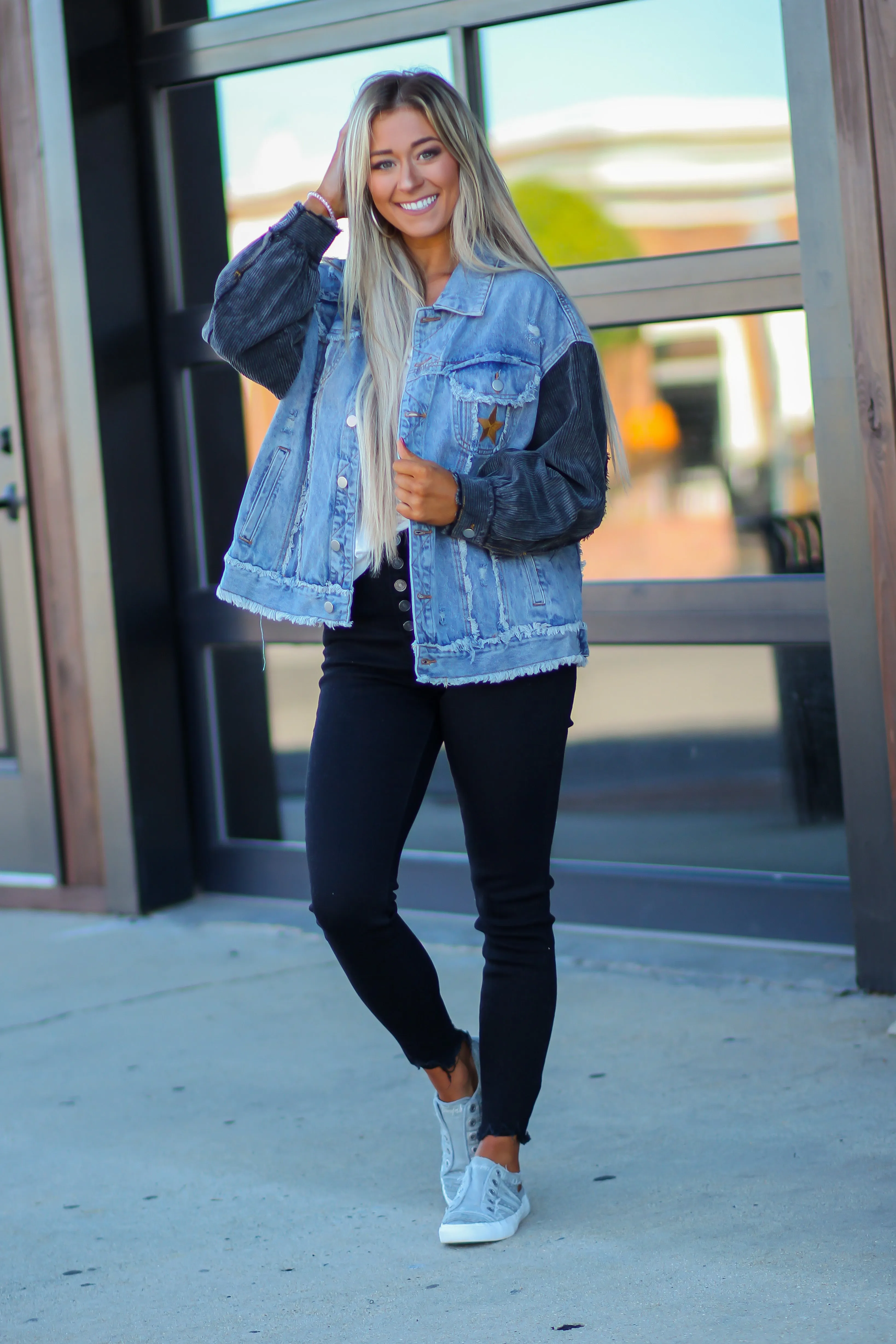 Gold Star Patch Vintage Denim Jacket