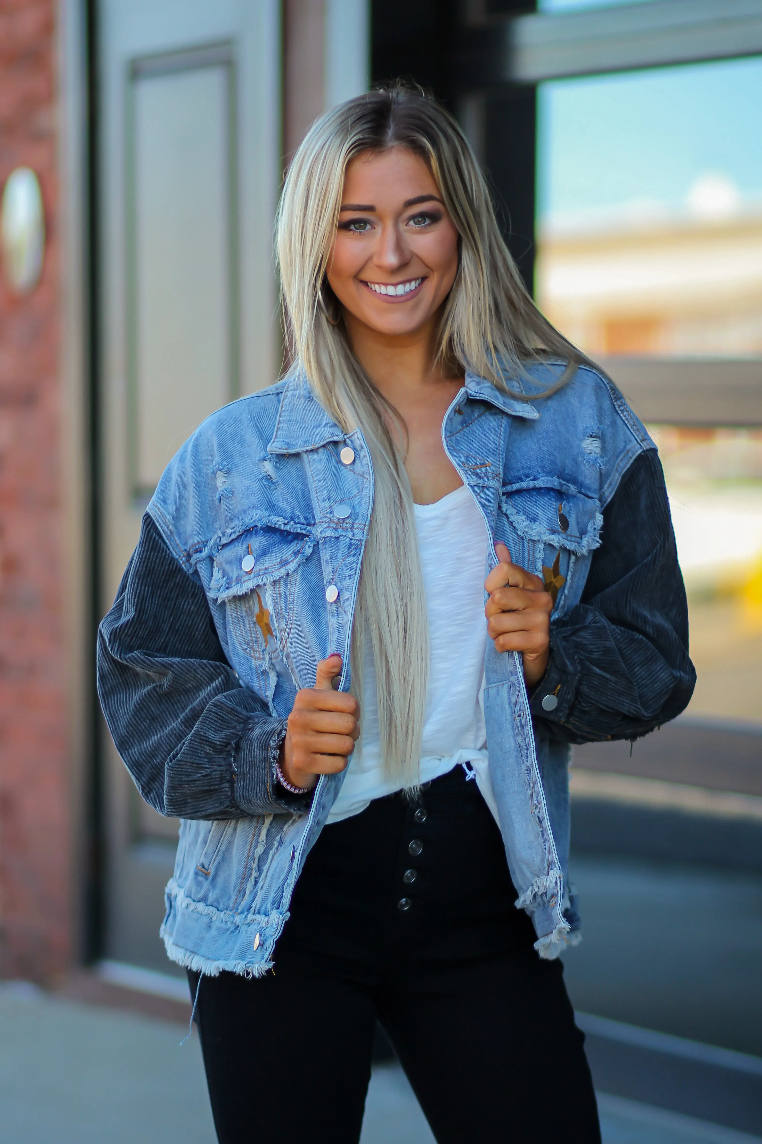 Gold Star Patch Vintage Denim Jacket