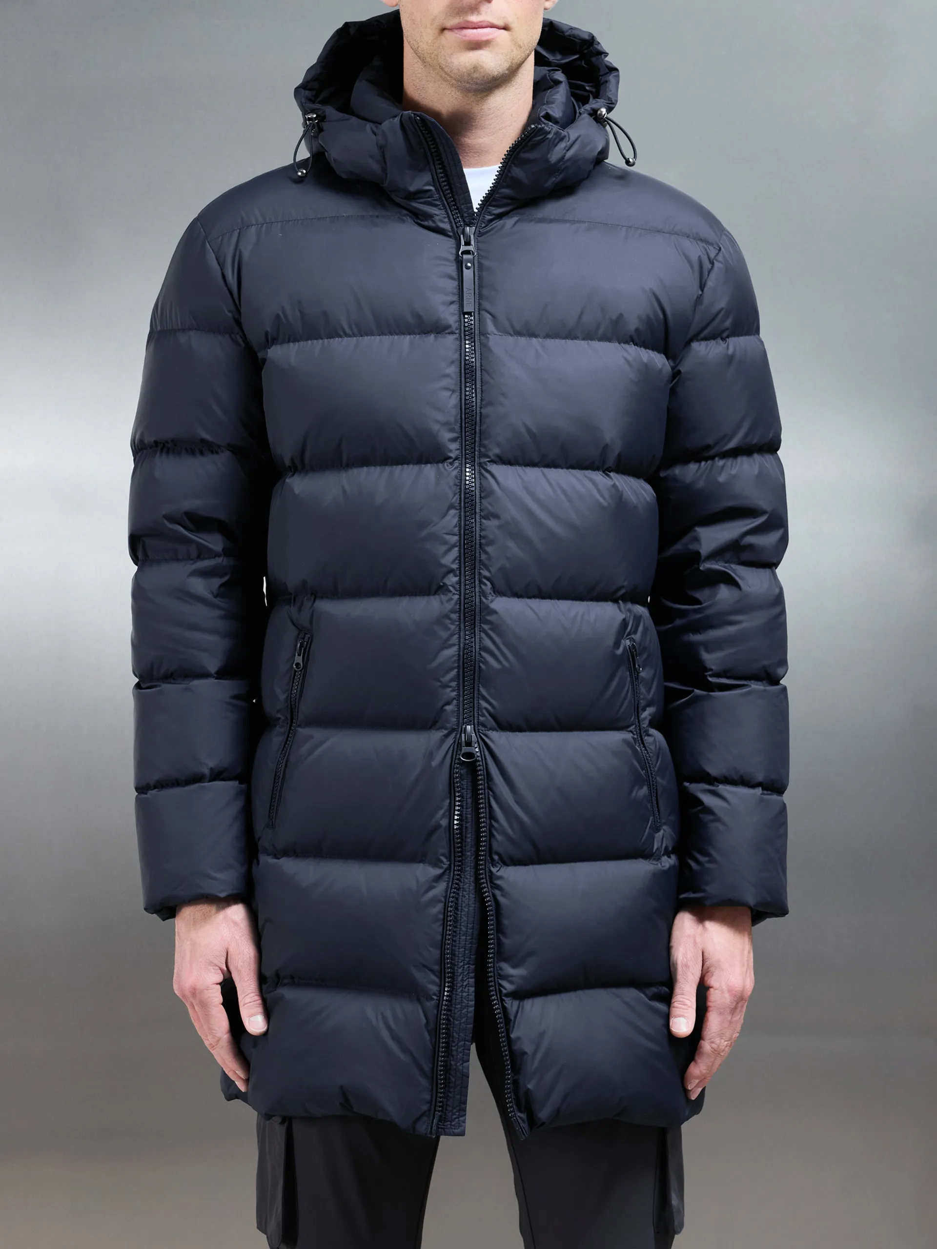 Mid Length Down Jacket in Navy