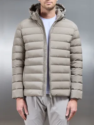 Short Technical Down Jacket in Taupe