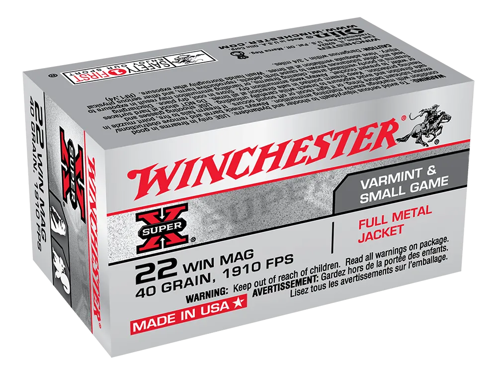 Winchester Super-X 22 WMR Ammunition 40 Grain Full Metal Jacket (FMJ) (50pk) (X22M)